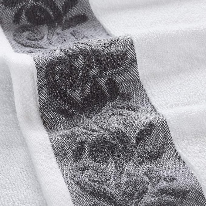 Modern Threads 600 GSM 6-Piece Towel Set with Filgree Jacquard Border Blue