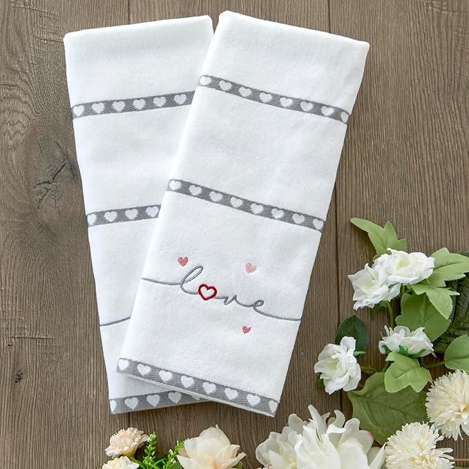 SKL Home Heart in Love Hand Towel Set, 2 Count
