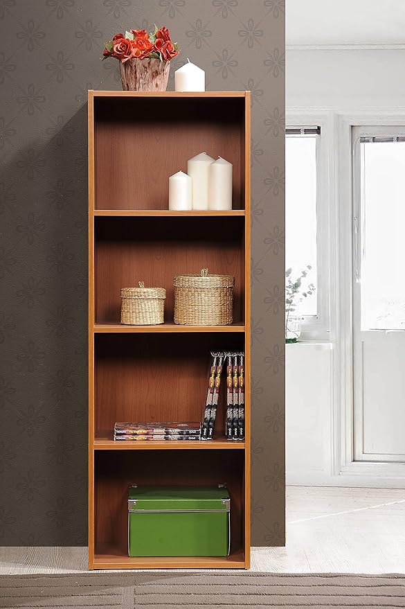 Hodedah 4-Shelf Bookcase in Cherry