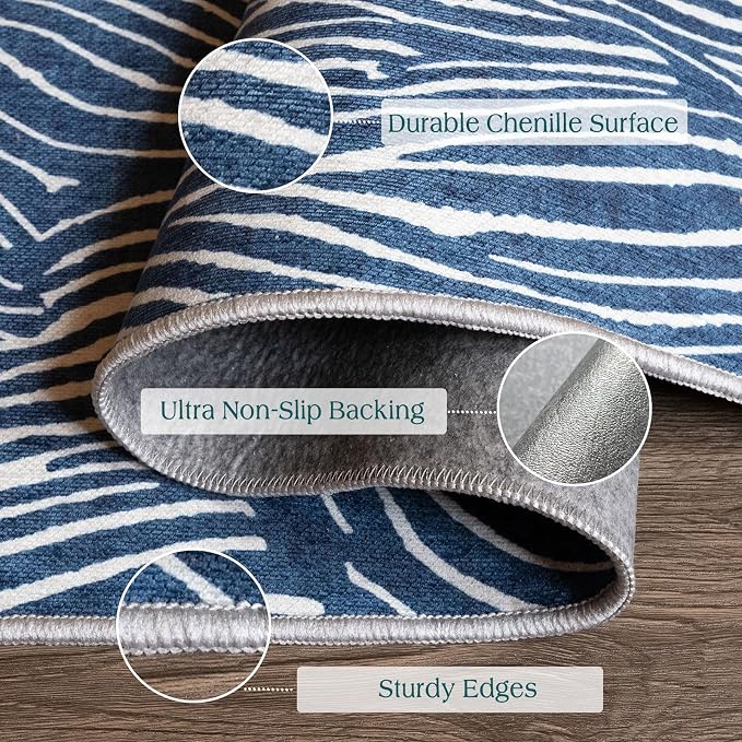 Front Door Mat Outside Entrance - 2x3 Modern Non-Slip Washable Summer Doormat Indoor Outdoor Entrance Blue White Ocean Waves Rug Small Throw Rugs for Entryway Bedroom Kitchen Front Porch Decor