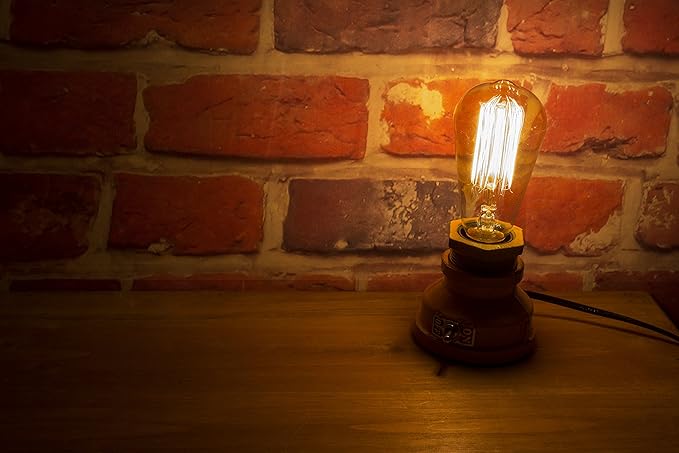 Loft Style Lamp, Corporal Yellow Steampunk Industrial Vintage Style, Water Pipe Table Desk Light with Dimmer, Aged Rustic Metal (Yellow) Replace The Bulb with dimmable Bulbs only