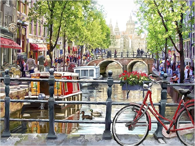 Wrapped Canvas Wall Art - The Macneil Studio 'Amsterdam Landscape' Wall Art for Living Room, Bedroom, or Office Décor - 35x47