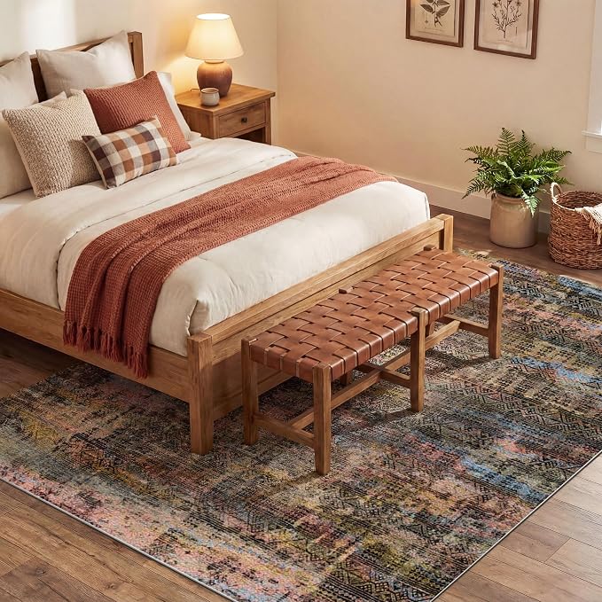 Kokia Abstract Area Rugs 9x12 Bedroom Washable Decor Low Pile Non-Slip Non-Shedding Indoor Black Gray Carpet Foldable Stain Resistant Floor Mat Living Room Dining Room, Oslo Fireworks