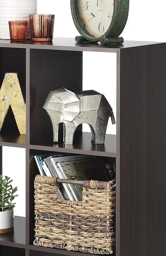 Whitmor 12 Cube Storage Organizer, 4 Tier Stackable Mdf Wood Bookcase, Open Storage Display Bookshelf, Storage Cabinet for Living Room, Bedroom, Home, Office, 35.1"L x 11.7"W x 47.5"H, Espresso