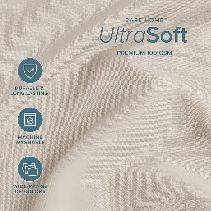 Bare Home Twin XL Sheet Set - 1800 Ultra-Soft Microfiber Twin Extra Long Bed Sheets - Double Brushed - Deep Pockets - Easy Fit - 3 Piece Set - Bedding Sheets & Pillowcases (Twin XL, Wheat)
