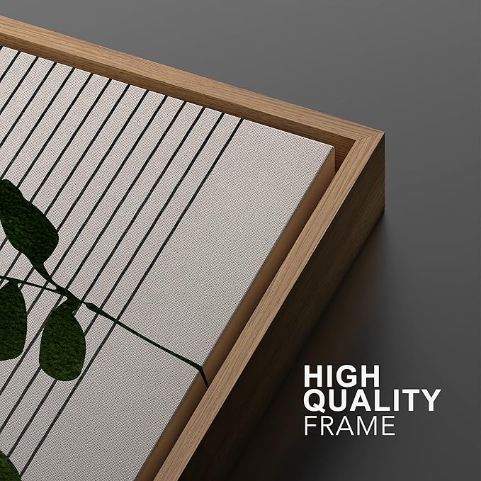 IDEA4WALL Framed Canvas Print Wall Art Set Mid-Century Geometric Forest Plant Leaf Nature Wilderness Illustrations Modern Art Rustic Decorative for Living Room, Bedroom, Office - 16"x24"x2 Natural