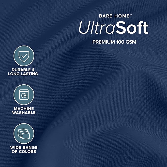 Bare Home Split Head Flex King Sheet Set - 1800 Ultra-Soft Microfiber Bed Sheets - Double Brushed - Deep Pockets - Easy Fit - 4 Piece Set - Bedding Sheets & Pillowcases (Dark Blue)