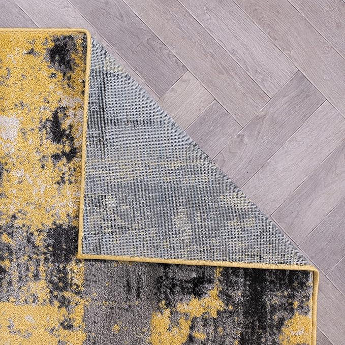 Rugshop Modern Abstract Design Non Shedding Soft Ideal for Living Room,Bedroom,Kitchen Runner Rug 2' x 7' Yellow