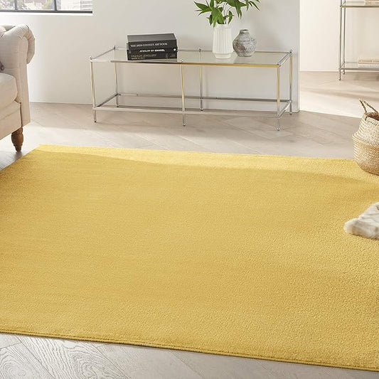 Nourison Home Nourison Essentials Yellow 7' x Square Area Rug - Easy Clean, Non Shedding, Bed Room, Living Room, Dining Room, Kitchen (7' x Square)
