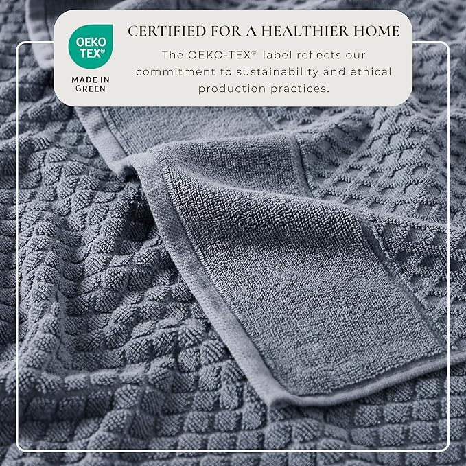 Great Bay Home Hand Towels - 100% Cotton 6 Pack 26x16 Hand Towel Set - Absorbent, Durable, Quick-Dry Towels for Bathroom (Blue)