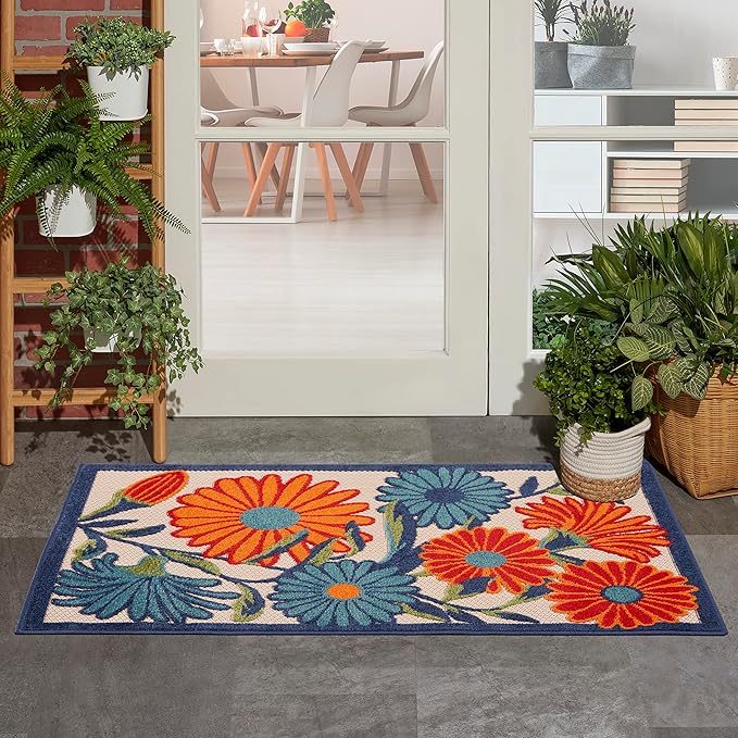 Nourison Home Aloha Multicolor 2'8" x 4' Area Rug - Easy Clean, Non Shedding, Bed Room, Living Room, Dining Room, Kitchen (3' x 4')