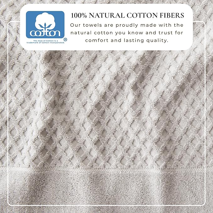 Great Bay Home Oversized Bath Sheets - 100% Cotton 2 Pack 68x35 Extra Large Towel - Absorbent, Durable, Quick-Dry Towels for Bathroom (Light Grey)
