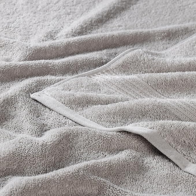 Superior Heritage Egyptian Cotton Bath Towel Set, Large Body Towels for Home Bathroom, Master, Guest Bath Decor, Plush, Absorbent Basics, Spa, Hotel, Resort, Luxury Essentials, Set of 4, Silver