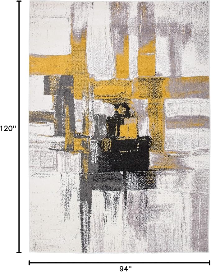 Rugshop Gold Modern Abstract Large Area Rug — Non-Shedding for Living Room, Office and Dining Room 8' x 10'
