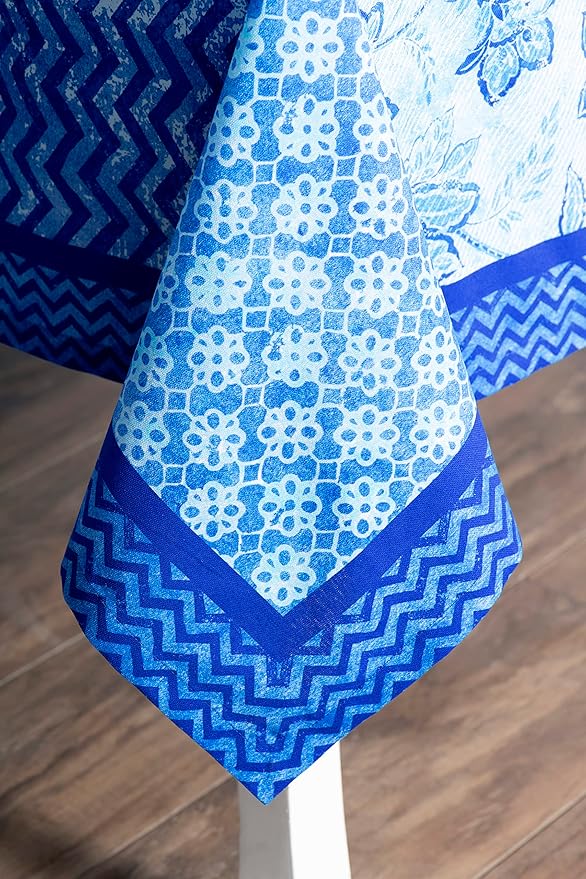 Maison d' Hermine Table Cloth Rectangle Table 100% Cotton 70 x 90 Inches Tablecloth Reusable Decorative for Dining Room Farmhouse Home Valentines Day Decorations Spring Summer - Indigo Love
