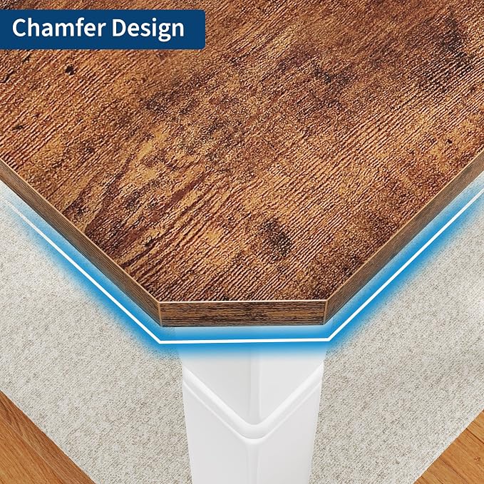 IDEALHOUSE 79" Dining Table for 6-8 People, Modern Rectangular Kitchen Table with Sturdy Metal Legs, Large Wood Farmhouse Dining Room Table for Home Office, Conference, White & Brown