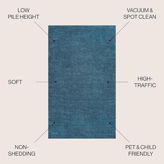 JONATHAN Y Haze Solid Low-Pile Turquoise 4' Round Indoor Area Rug, Coastal,Bohemian,Minimalist,Classic, Easy-Cleaning for Living Room,Bedroom,Kitchen,Pet Friendly,Non-Shedding (SEU100H-4R)