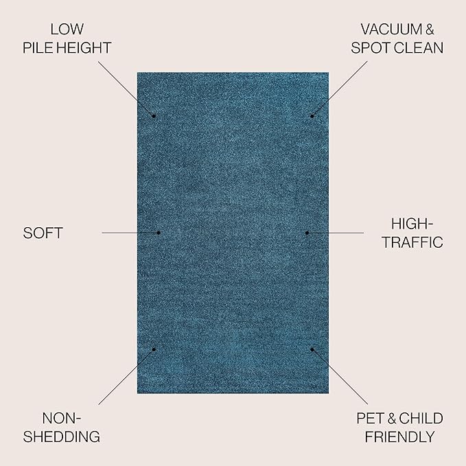 JONATHAN Y Haze Solid Low-Pile Turquoise 9x9 Square Indoor Area Rug, Coastal,Bohemian,Minimalist,Classic, Easy-Cleaning for Living Room,Bedroom,Kitchen,Pet Friendly,Non-Shedding (SEU100H-9SQ)