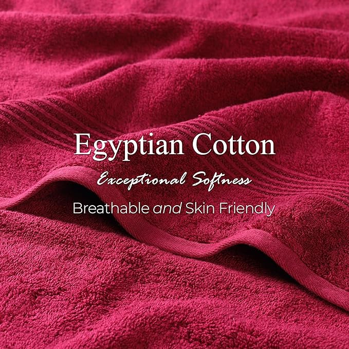 Superior Heritage Egyptian Cotton Face Towel Set, Small Towels for Kitchen, Home Bathroom, Guest Bath, Luxury Essentials, Plush, Absorbent Basics, Washcloths, Spa, Hotel, Resort, Set of 10, Burgundy