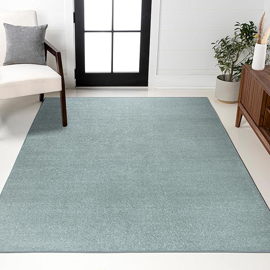JONATHAN Y Haze Solid Low-Pile Aqua Blue Indoor Area Rug 10x14, Coastal,Bohemian,Minimalist,Classic, Easy-Cleaning for Living Room,Bedroom,Kitchen,Pet Friendly,Non-Shedding (SEU100S-14)