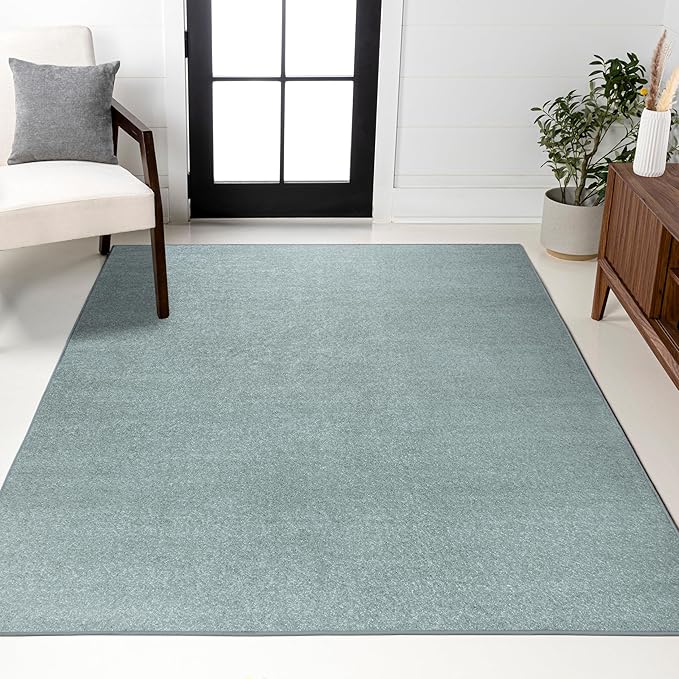 JONATHAN Y Haze Solid Low-Pile Aqua Blue Indoor Area Rug 4x6, Coastal,Bohemian,Minimalist,Classic, Easy-Cleaning for Living Room,Bedroom,Kitchen,Pet Friendly,Non-Shedding (SEU100S-4)