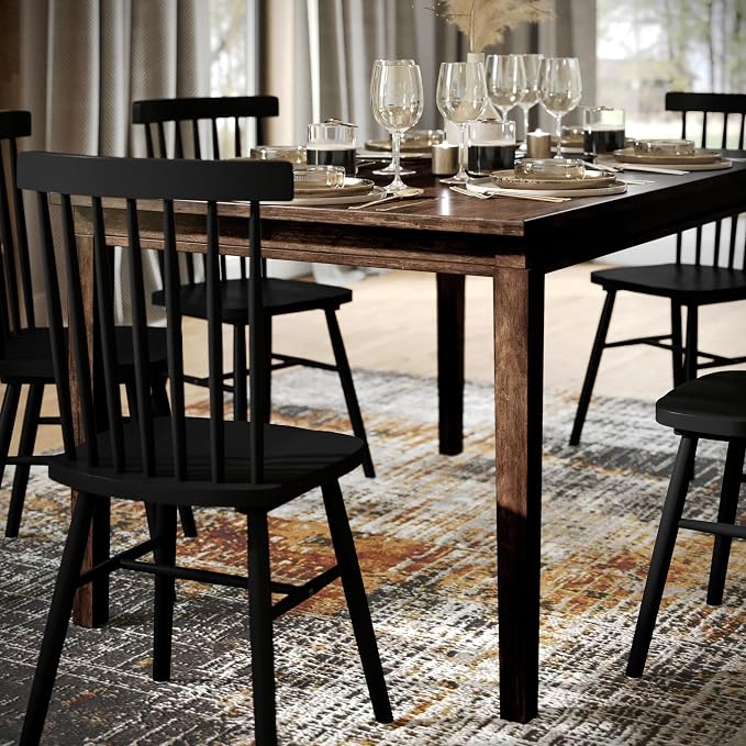 Merrick Lane Hayden 60" Solid Wood Dining Table with Tapered Wooden Legs, Seating for 6, Wenge Matte