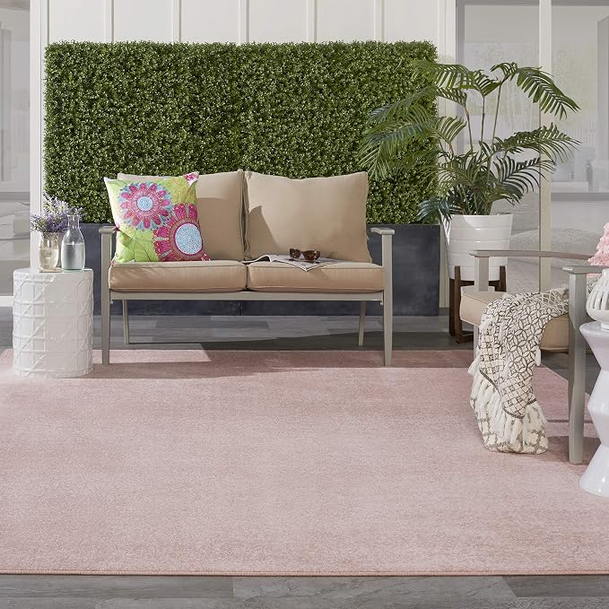 Nourison Home Nourison Essentials Pink 9' x 12' Area Rug - Easy Clean, Non Shedding, Bed Room, Living Room, Dining Room, Kitchen (9' x 12')