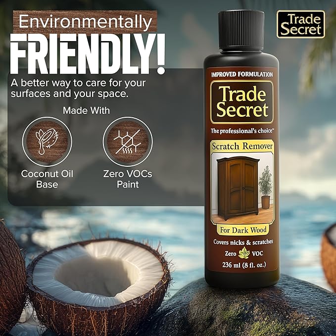 Trade Secret Scratch Concealer for Real Wood Furniture & Floors – Restores Dark Wood Scratch, Covers Nicks, Scuffs & Dogs, Cats Scratches, Marks, Minor Defects