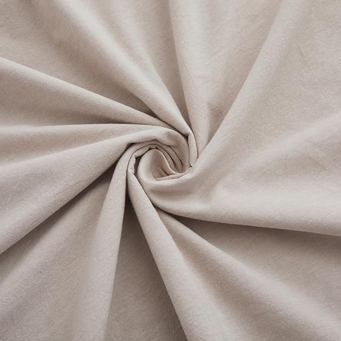 LOVQUE Bedding Duvet Cover Queen Size, 100% Washed Cotton Linen Like Natural Bedding Set with Zipper Closure (No Comforter), 90x90, Light Linen Grey