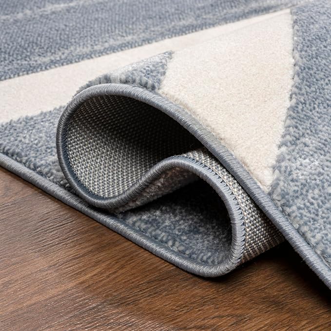 JONATHAN Y Sun Two-Tone High-Low Runner Rug 2X8 Blue/White, Aelius MidCentury Scandinavian Abstract for Living Room, Bedroom, Kitchen, Easy-Cleaning, Pet-Friendly, Non-Shedding SND101C-28