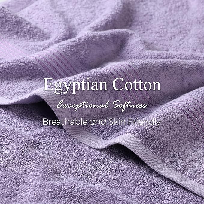 Superior Heritage Egyptian Cotton Bath Towel Set, Large Body Towels for Home Bathroom, Master, Guest Bath Decor, Plush, Absorbent Basics, Spa, Hotel, Resort, Luxury Essentials, Set of 4, Royal Purple