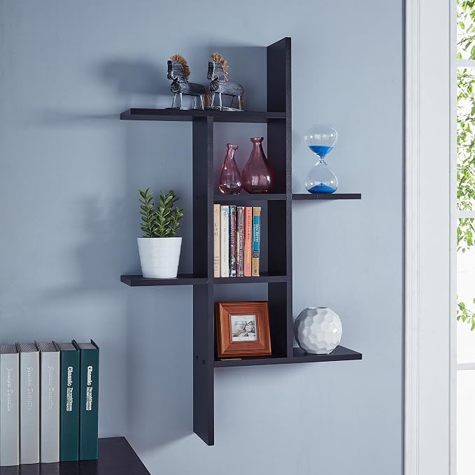 Danya B. Cantilever Cubby Decorative Modern Wall Mount Shelf – Horizontal or Vertical (Black)