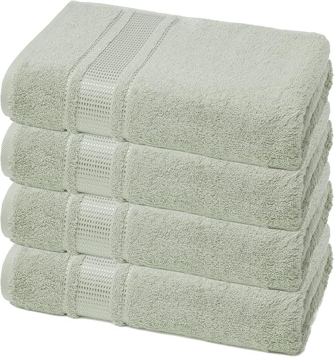 Melissa Linen 4-Pack Fingertip Towels, 100% Turkish Cotton Soft Hand Towels for Bathroom & Face, 12 x 18 in, Ultra Absorbent - Sage Green (Muted with Gray Undertones)