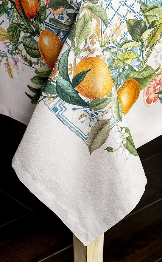 Maison d' Hermine Table Cloth Rectangle Table 100% Cotton 60 x 90 Inches Tablecloth Reusable Decorative for Dining Room Farmhouse Home Valentines Day Decorations Spring Summer - Agrume