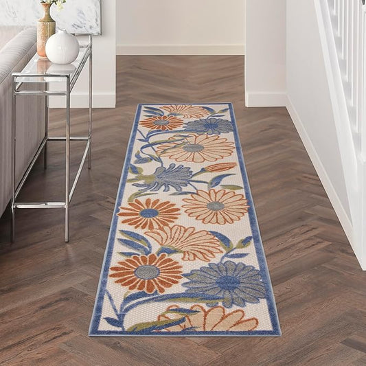 Nourison Home Aloha Beige Multicolor 2'3" x 8' Area Rug - Easy Clean, Non Shedding, Bed Room, Living Room, Dining Room, Kitchen (8' Runner)