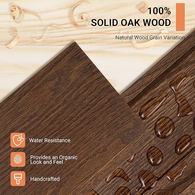 Vivelove Oak Rustic Floating Shelves Set of 2, 24 Inches Picture Ledge Shelf for Bedroom Living Room Bathroom Kitchen, Wall Mounted Shelves