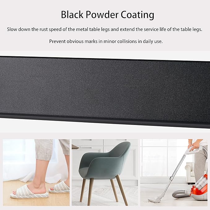 Metal Table Legs Desk Legs, Heavy Duty Square Tube Iron Desk Legs, DIY Furniture Legs for Dining Table, Coffee Table, Computer Desk, Workbench, 28”H x 17.7”W, Set of 2, Black (Z)