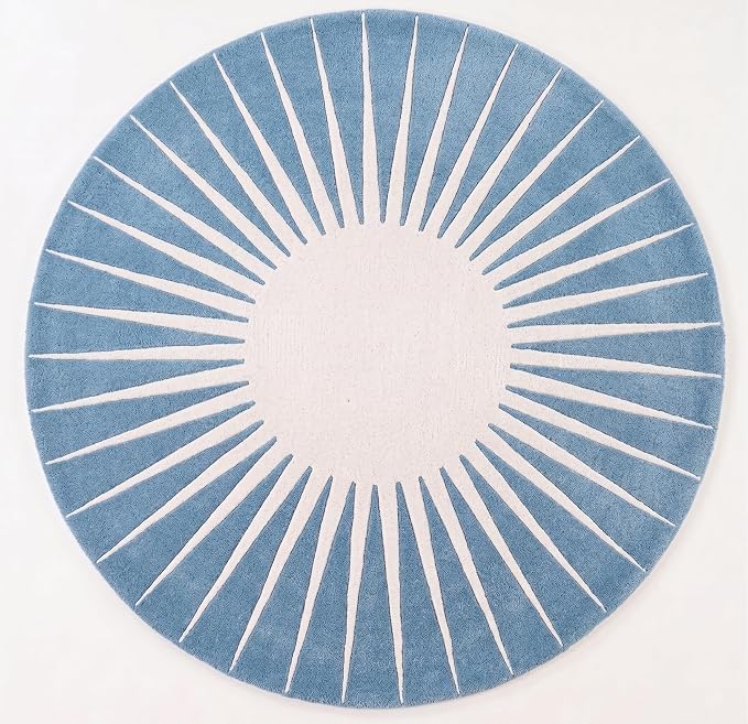 Restoration and Renovation Modern Round Area Rug – Hand-Tufted with 100% NZ Wool, Thick & Soft Circular Carpet for Living Room, Bedroom & Dining Room Decor (Sky Blue, 9' Round)