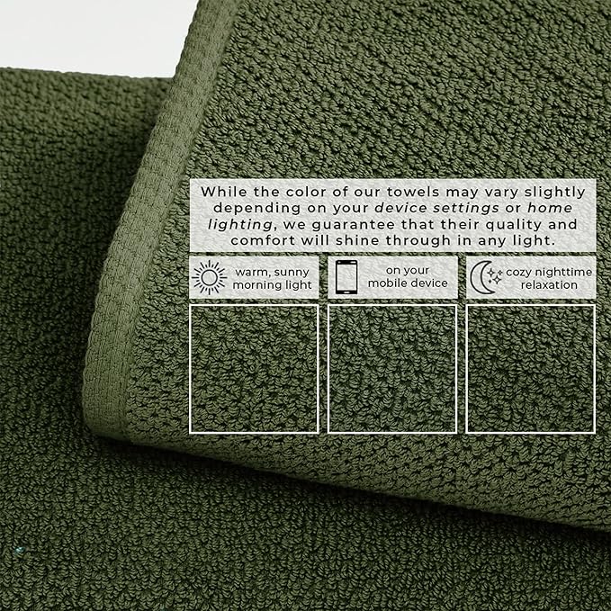 Great Bay Home 100% Cotton 6 Pack 26x16 Hand Towel Set - Absorbent, Quick-Drying, Durable Towels for Bathroom Decor - Low-Twist, Two-Ply Fibers (Forest Green)