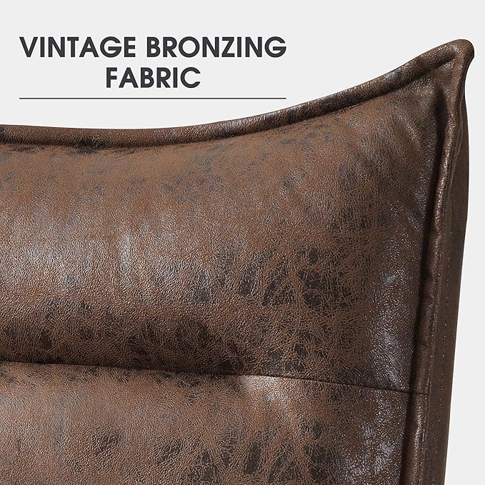 MCombo Wingback Accent Chair with Ottoman, Modern Bronzing Fabric Upholstered Club Chair for Small Space, Living Room 4400 (Dark Brown)