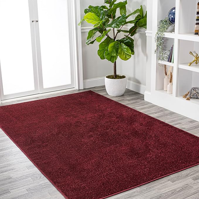 JONATHAN Y Haze Solid Low-Pile Dark Red Indoor Area Rug 10x14, Coastal,Bohemian,Minimalist,Classic, Easy-Cleaning for Living Room,Bedroom,Kitchen,Pet Friendly,Non-Shedding (SEU100Q-14)