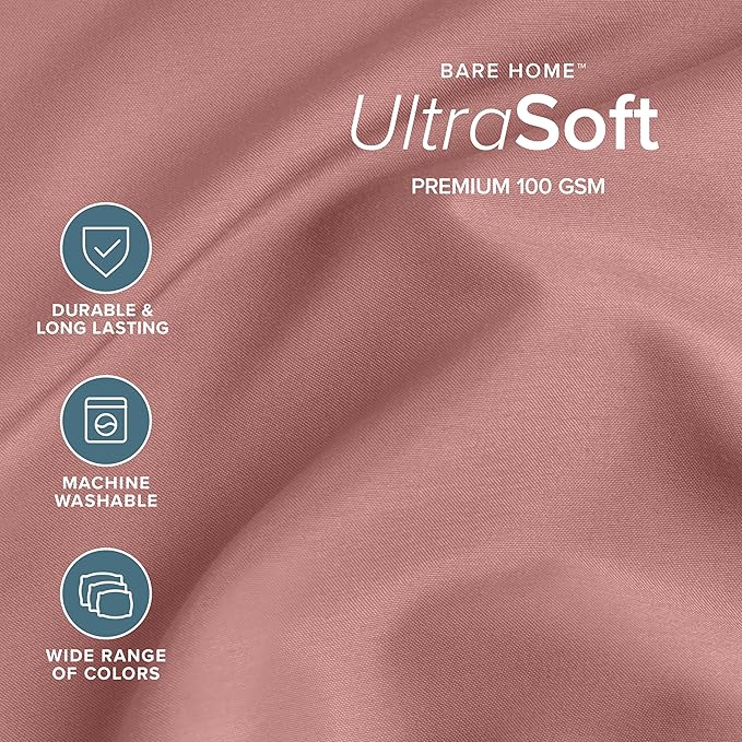 Bare Home Twin Sheet Set - 1800 Ultra-Soft Microfiber Twin Bed Sheets - Double Brushed - Deep Pockets - Easy Fit - 3 Piece Set - Bedding Sheets & Pillowcases (Twin, Dusty Rose)