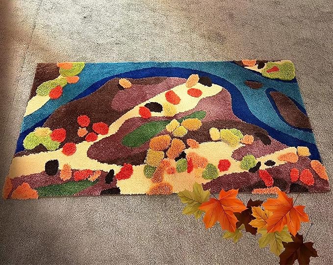 UKELER Colorful Moss Rug for Living Room 3D Shag Moss Area Rugs for Home Decor Non Slip Washable Kids Play Rug Laundry Room Decor 70.8''x37.4''