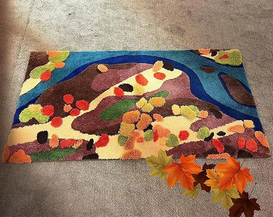 UKELER Colorful Moss Rug for Living Room 3D Shag Moss Area Rugs for Home Decor Non Slip Washable Kids Play Rug Laundry Room Decor 70.8''x37.4''