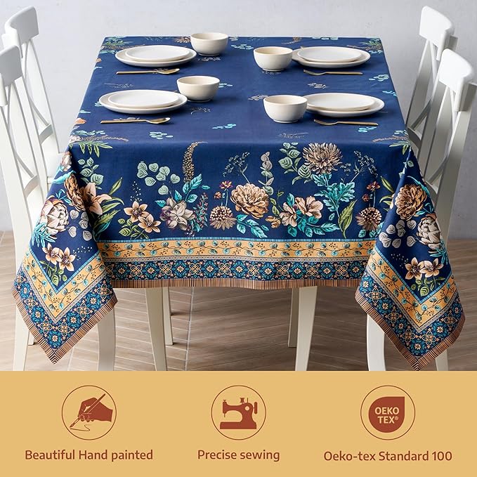 Maison d' Hermine Premium Table Cloth Square Table 100% Combed Cotton 70 x 70 Inches Tablecloth Reusable Decorative for Dining Room, Farmhouse, Home, Party, Festive & Wedding - Artichoke