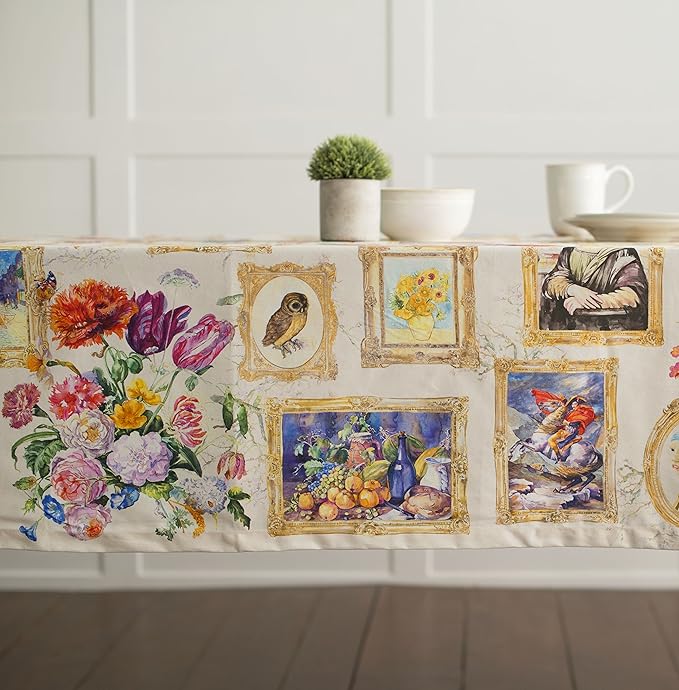 Maison d' Hermine Table Cloth Rectangle Table 100% Cotton 60 x 108 Inches Tablecloth Reusable Decorative for Dining Room Farmhouse Home Valentines Day Decorations Spring Summer - Masterpiece