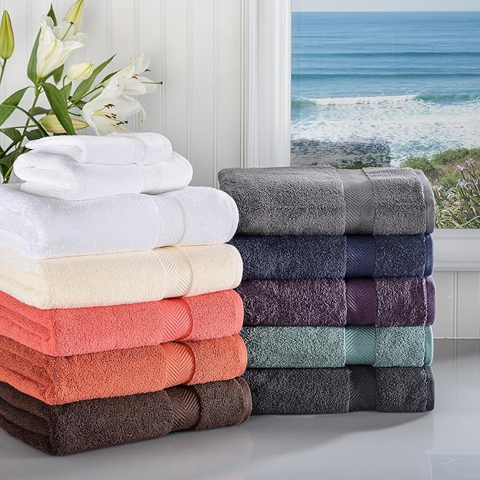 Superior Zero Twist 100% Cotton Towel Set, 3-Piece Set, Extra Soft Bath Towel, Face Towel and Hand Towel, Long-Staple Cotton Towels, Grey