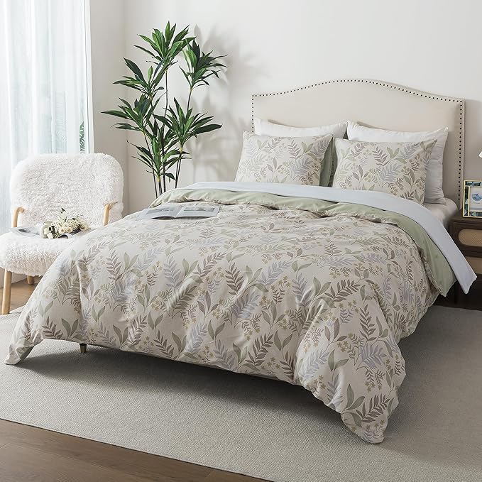 HoneiLife King Size Duvet Cover - 100% Cotton Comforter Cover, Soft & Breathable Floral Bedding Duvet Cover Sets with Zipper Closure & Corner Ties, 3-PC Wildflower Comforter Cover Sets, Blooms