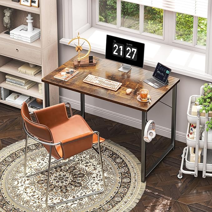 Coleshome 40 Inch Computer Desk, Modern Simple Style Desk for Home Office, Study Student Writing Desk, Vintage