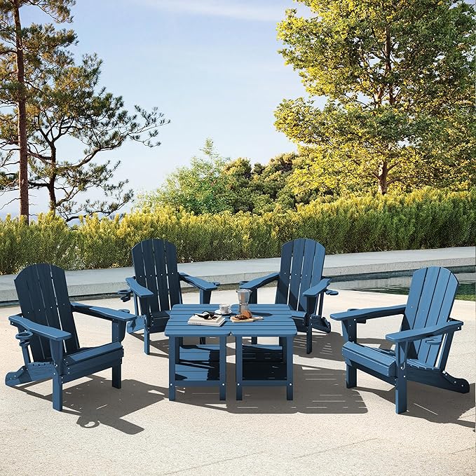 SERWALL Adirondack Table Outdoor Side Table- Blue